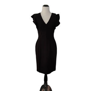 DKNY 4 Black Sheath Dress Ruffle Sleeve NWT